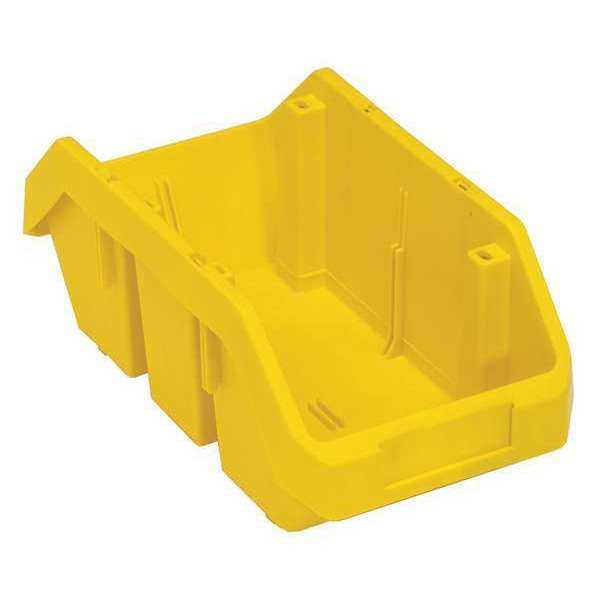 Cross Stacking Storage Bin, Yellow, Plastic, 6 5/8 in W x 5 in H, 75 lb Load Capacity