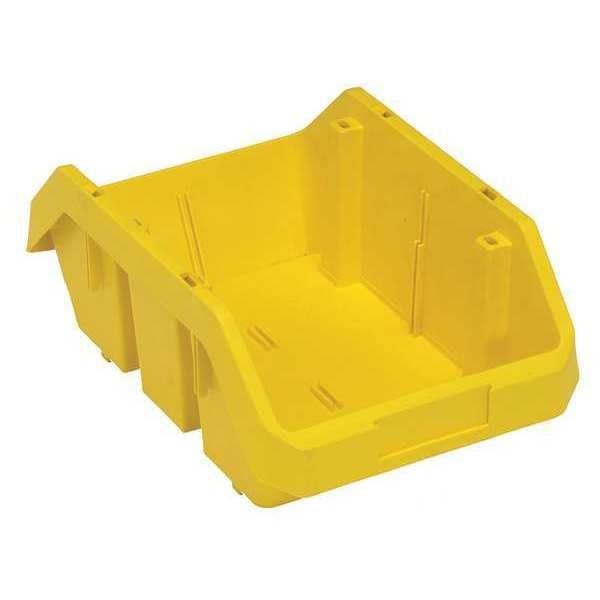 Cross Stacking Storage Bin, Yellow, Plastic, 8 3/8 in W x 5 in H, 75 lb Load Capacity