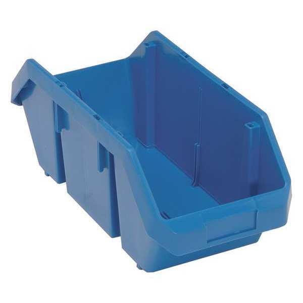 Cross Stacking Storage Bin, Blue, Plastic, 8 3/8 in W x 7 in H, 75 lb Load Capacity