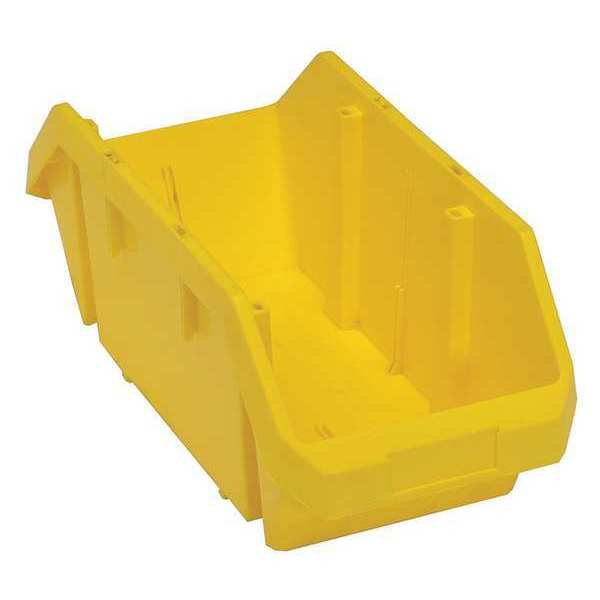 Cross Stacking Storage Bin, Yellow, Plastic, 8 3/8 in W x 7 in H, 75 lb Load Capacity