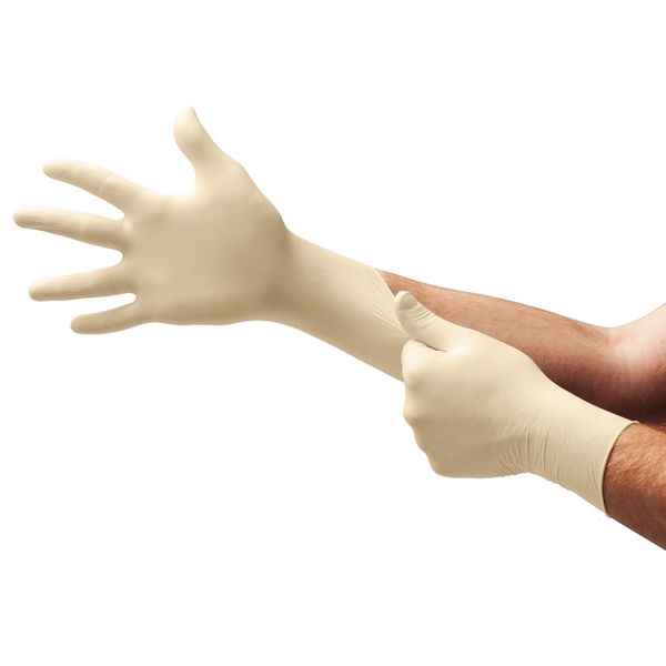 Microflex Exam Gloves, Natural Rubber Latex, Powder-Free, XS (Size 6), Natural, 100 Pack
