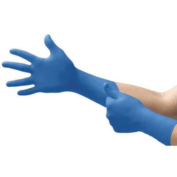 Exam Gloves, Natural Rubber Latex, Powder Free, Blue, S, 50 PK