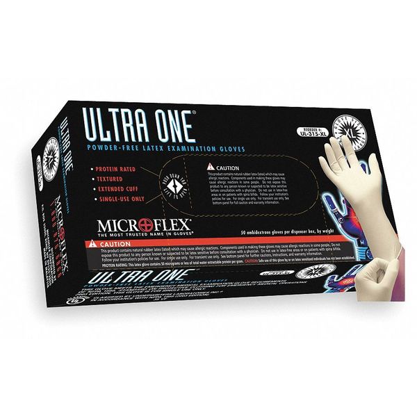 Exam Gloves, Natural Rubber Latex, Powder Free, Natural, S, 50 PK