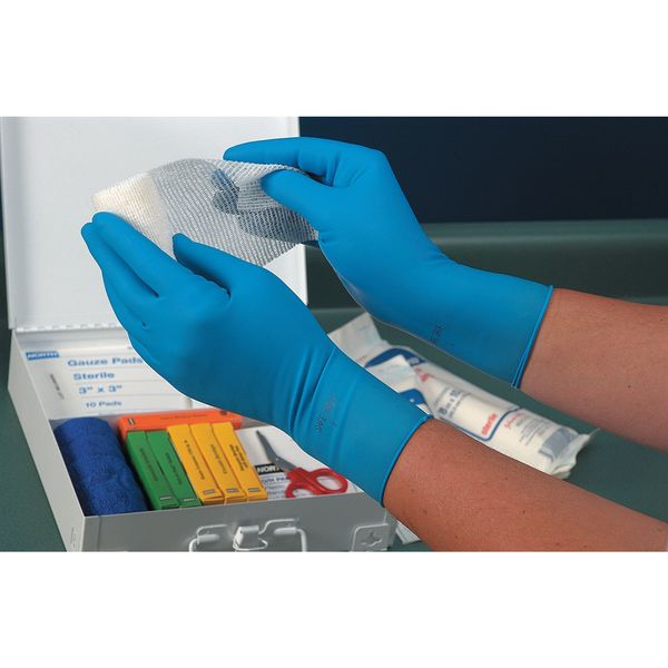 Exam Gloves, Natural Rubber Latex, Powder Free, Blue, S, 50 PK