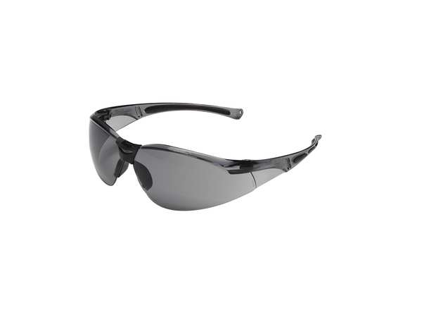Safety Glasses, Wraparound TSR Gray Polycarbonate Lens, Scratch-Resistant