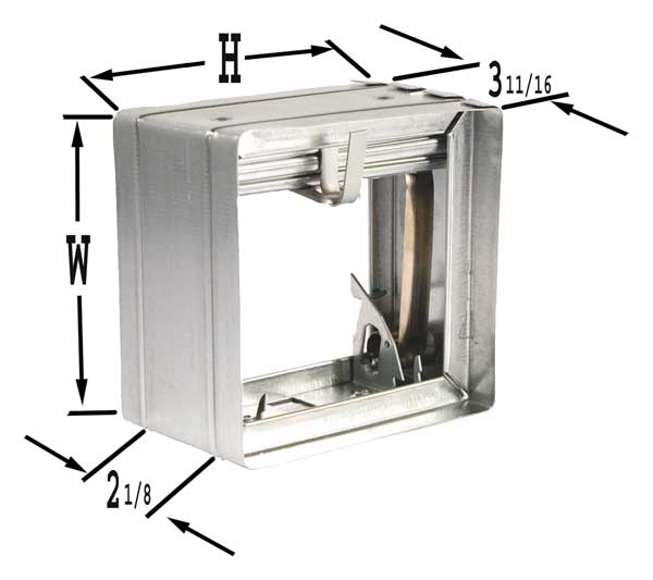 Square Fire Damper, 5-3/4 In. W, 165 Deg F