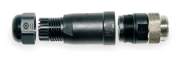 External Thread Connector, 3, Male, 24 AWG