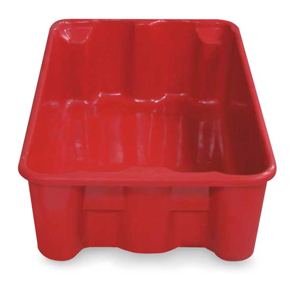 Stack & Nest Container, Red, Fiberglass Reinforced Composite, 19 3/4 in L, 12 1/2 in W, 6 in H