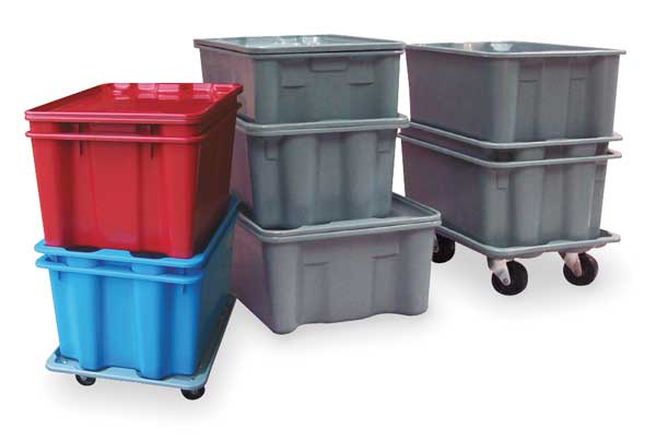 Stack & Nest Container, Red, Fiberglass Reinforced Composite, 19 3/4 in L, 12 1/2 in W, 6 in H