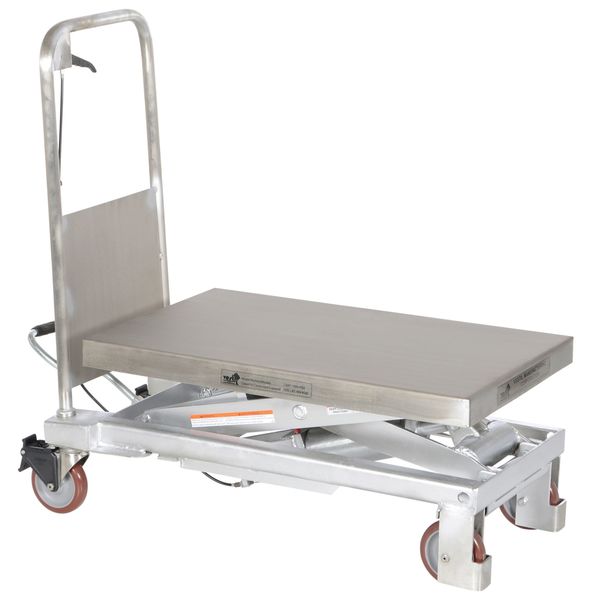 Scissor Lift Cart, SS, 1000 lb. Cap, 19-3/4