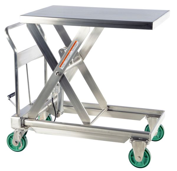 Scissor Lift Cart, SS, 1100 lb. Cap, 23-1/2