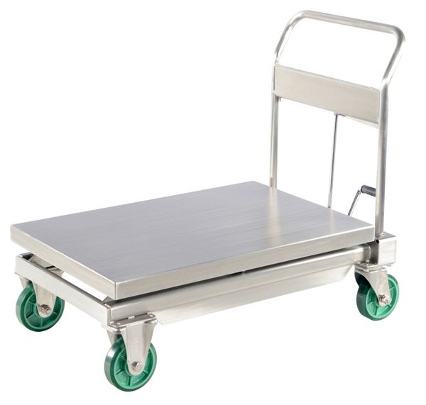 Scissor Lift Cart, SS, 1100 lb. Cap, 23-1/2