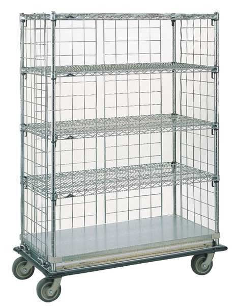 Steel Medical Exchange Cart, No Handle, 4 Shelves, 1,000 lb
