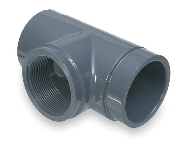 PVC Tee, Socket x Socket x FNPT, 1-1/2 in Pipe Size