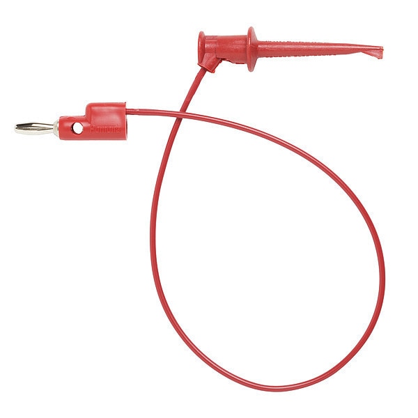 Mini Test Clip, 300VDC, 5A, 12 In. L, Red