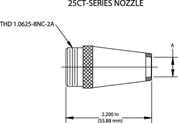 Nozzle, Bore 5/8 In, Series 25, PK2