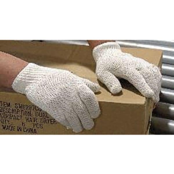 String Knit Gloves, Polyester/Cotton, White, Small
