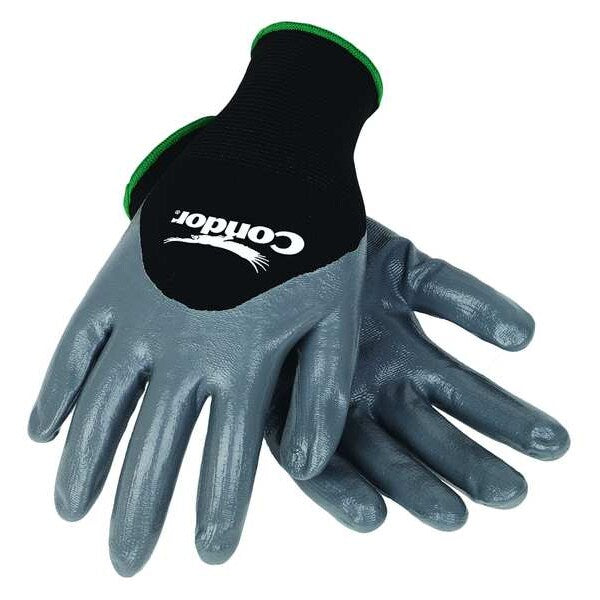 Nitrile Coated Gloves, 3/4 Dip Coverage, Black/Gray, 2XL, PR