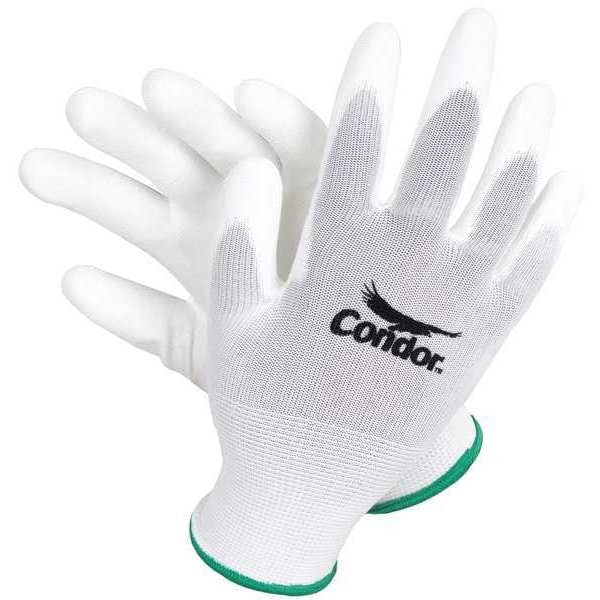 Polyurethane Coated Gloves, Palm Coverage, White, 2XL, PR