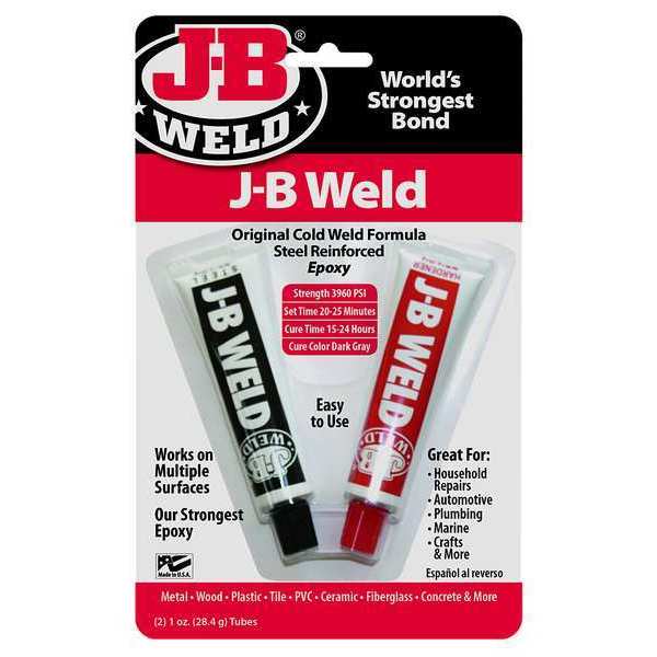 Epoxy Adhesive, Two 1 fl oz Tubes, Dark Gray, 1:1 Mixing Ratio, 6 hr Functional Cure