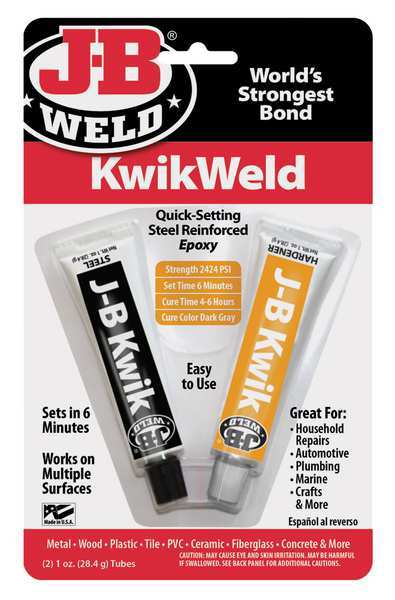 Ready to Mix Epoxy Adhesive, Two 1 fl oz Tubes, Dark Gray, KwikWeld