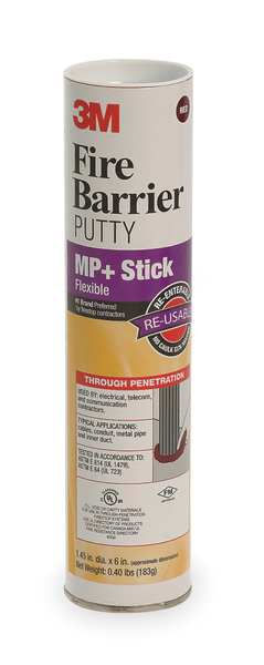Fire Barrier Putty, 1.45 x 6In H, Red Brwn
