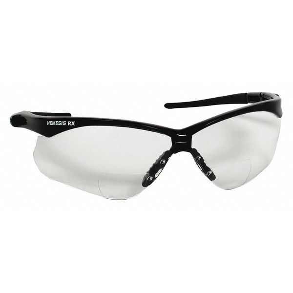 Nemesis Readers Safety Glasses, Clear Lenses, +1.0 Diopters, Clear Frame, Unisex, 1 Pair
