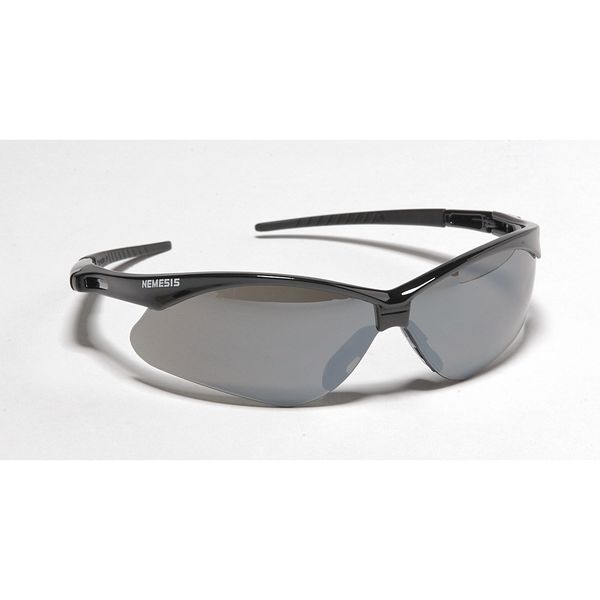 V30 Nemesis Safety Glasses, Mirror Coating, Scratch-Resistant, Black Half Frame, Smoke Lens