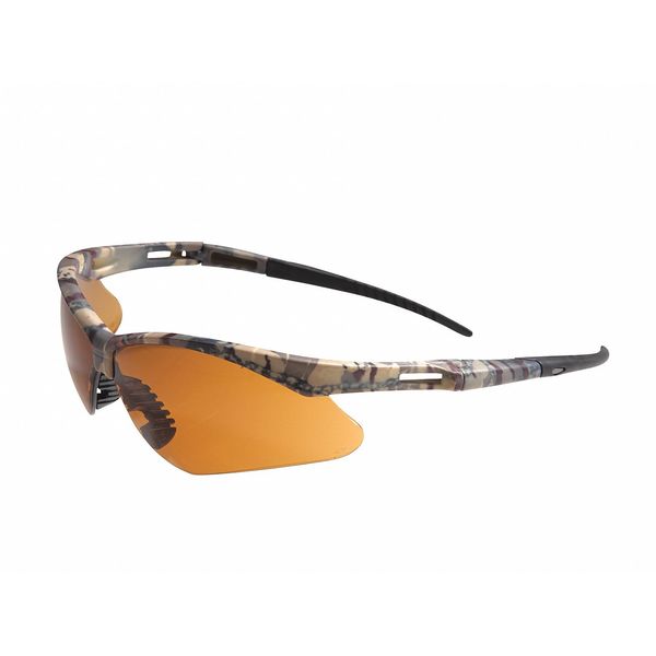 Safety Glasses, Wraparound Bronze Polycarbonate Lens, Scratch-Resistant