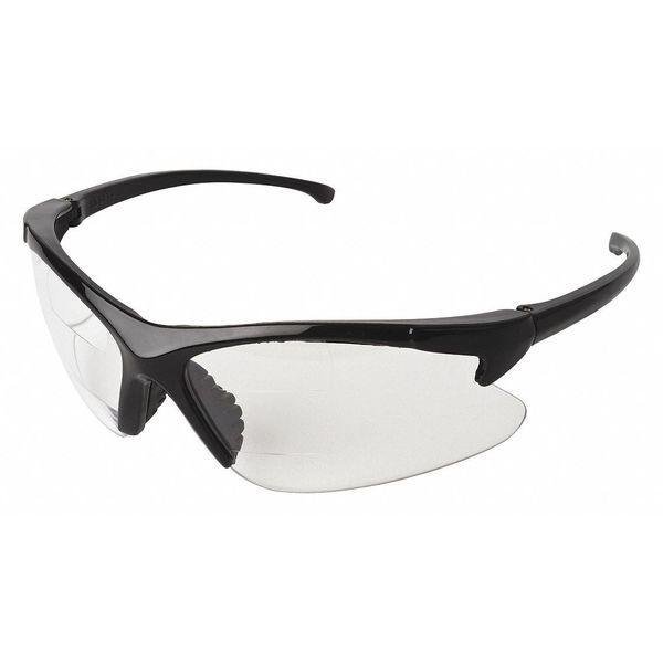 V60 30-06 Dual Readers Safety Glasses, Clear Lenses, +2.5 Diopters, Black Frame, Unisex, 1 Pair