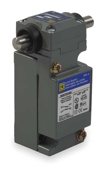 Heavy Duty Limit Switch, Plunger, 2NC/2NO, 10A @ 600V AC