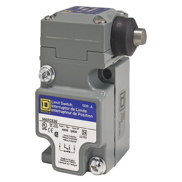 Heavy Duty Limit Switch, Adjustable Push, Rod, 1NC/1NO, 10A @ 600V AC