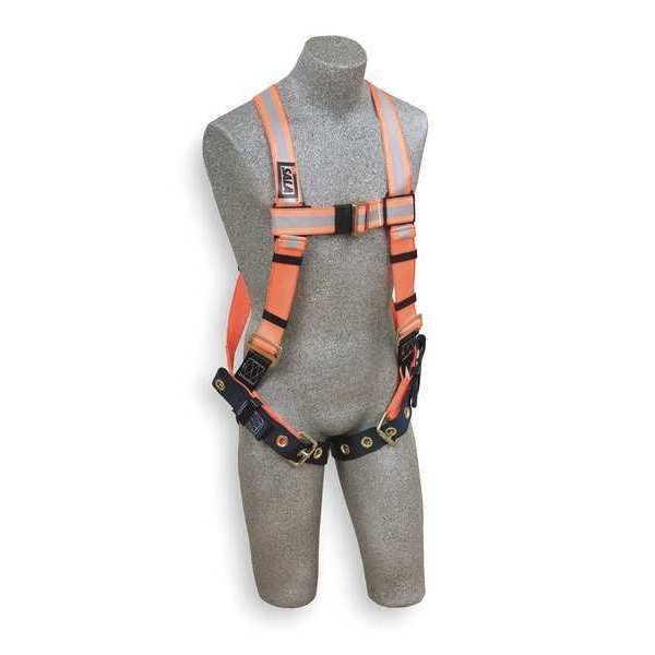Full Body Harness, Vest Style, Universal, Polyester, High Visibility Orange