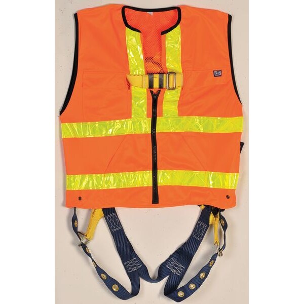 Full Body Harness, Vest Style, S, Polyester, Yellow