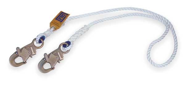 Restraint Lanyard, 6 ft., 310 lb. Weight Capacity, White