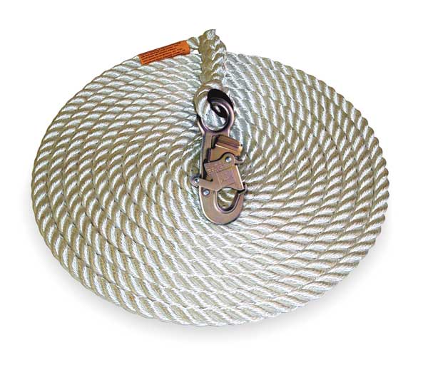 Vertical Lifeline, 100 ft., 310 lb. Weight Capacity, White