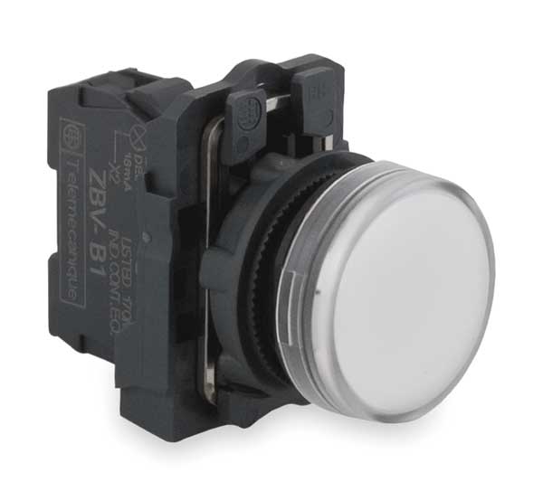 Pilot Light, LED, White, 22mm, 110-120VAC