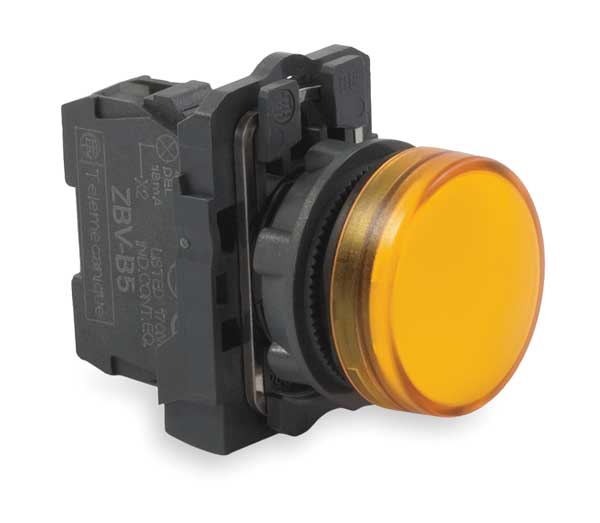 Pilot Light, LED, Yellow, 22mm, 24VAC/DC