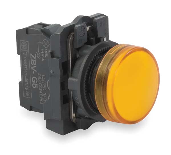 Pilot Light, LED, Orange, 22mm, 110-120VAC