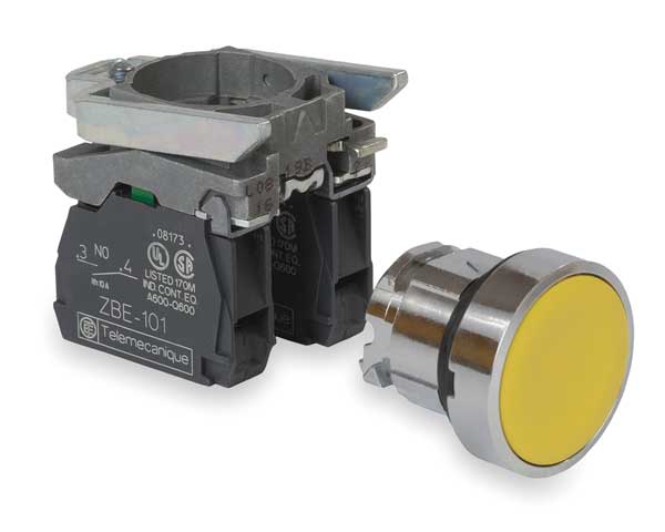 Non-Illuminated Push Button, 22 mm, 1NO/1NC, Yellow