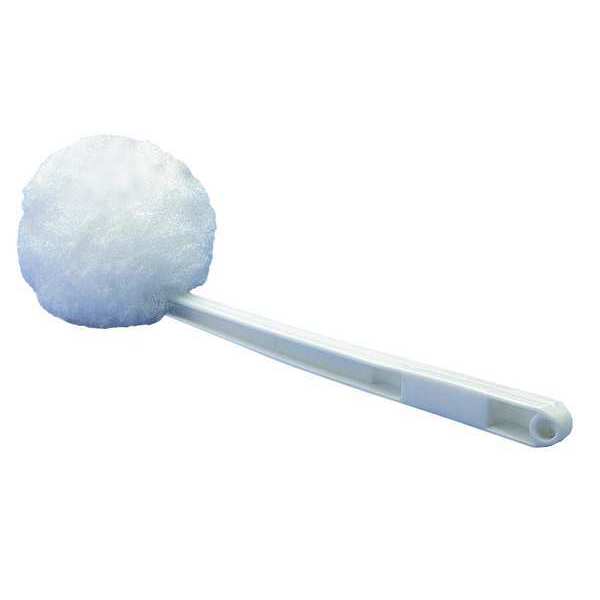 Toilet Brush, 12 in L Handle, 3 in L Brush, White, Plastic, 15 in L Overall