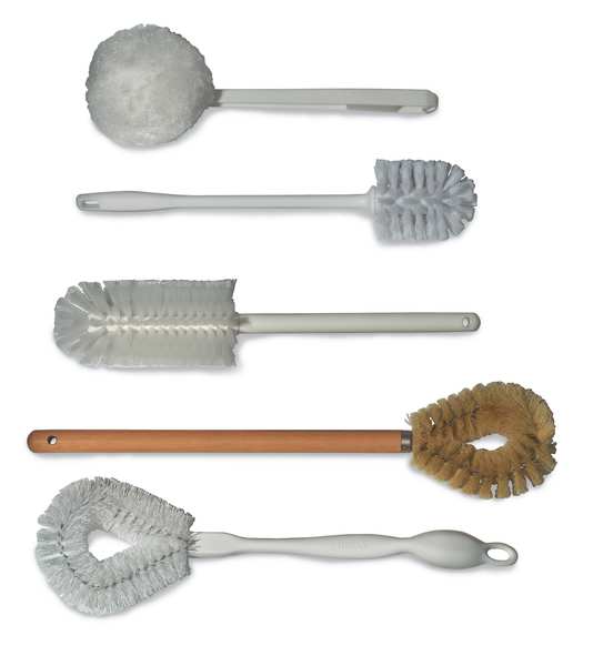 Toilet Brush, 12 in L Handle, 3 in L Brush, White, Plastic, 15 in L Overall