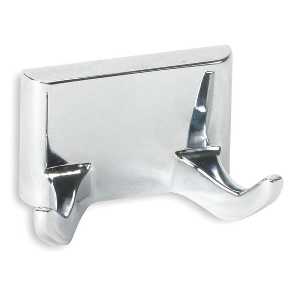 Bathroom Hook, 2 Hook, 1-1/2In D, Chrome