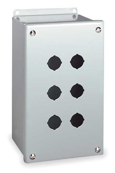 Pushbutton Enclosure, 22mm, 6 Holes, Steel