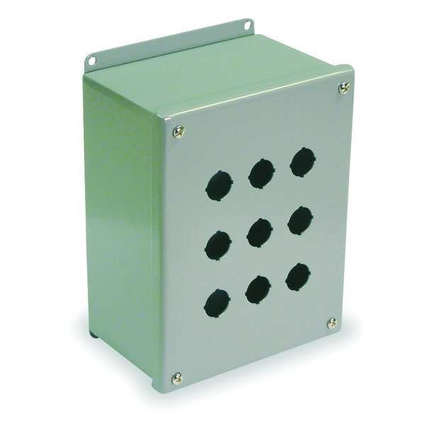 Pushbutton Enclosure, 22mm, 9 Holes, Steel