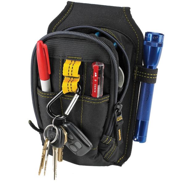 Carry-All Pouch, Polyester Fabric, 9 Pockets, Black, 7 1/2 in Height