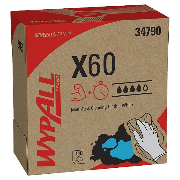 GeneralClean X60 Multi-Task Cleaning Cloths, Pop-Up Box, White (118 Sheets/Box)