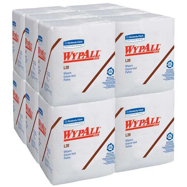 Dry Wipe, White, 1/4 Fold Poly Wrapped, Paper, 12 PK, 68 Wipes, 12 in x 12 1/2 in