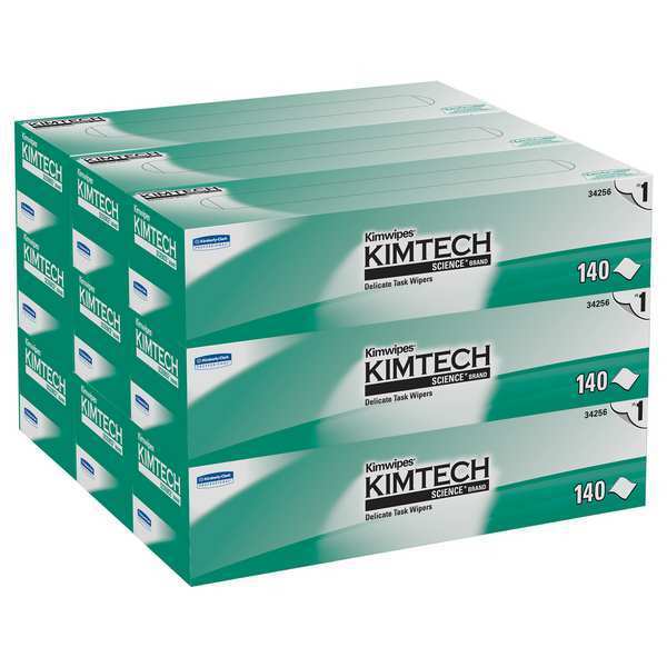 Dry Wipe, White, Box, 1-Ply Tissue, Laboratory / Critical Task, 140 Wipes, 14 3/4 in x 16 1/2 in