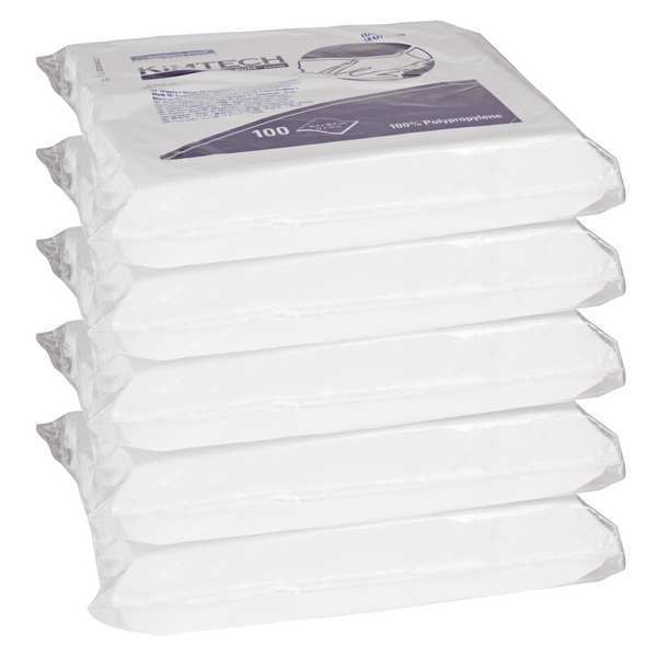 Dry Wipe, White, Soft Pack, Meltblown, Clean Rooms and Food Processing, 5 PK, 100 Wipes, Unscented